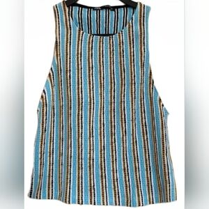 Striped Sleeveless Top - Blue, Black, Cream